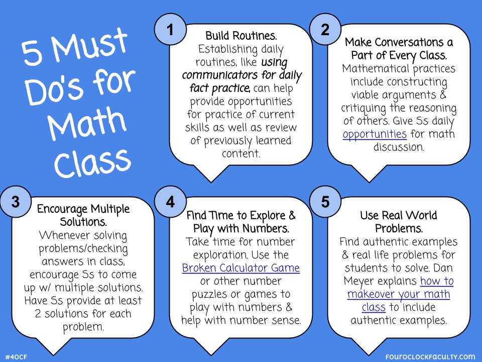 5 Must Do’s for Math Class