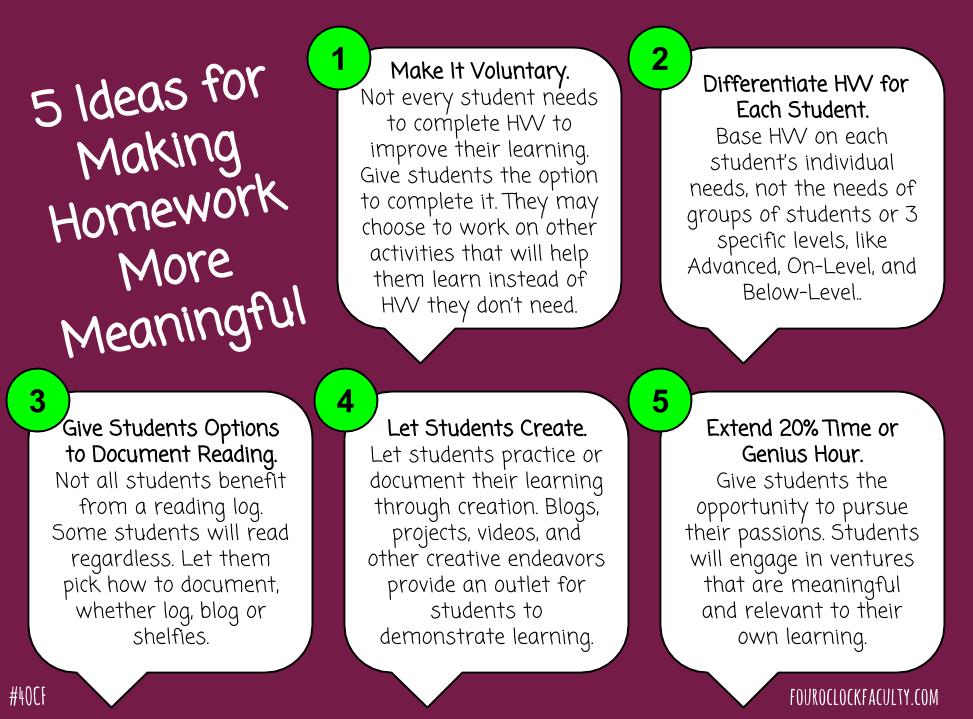 5 Ideas For Making Homework More Meaningful – 4 O'clock Faculty