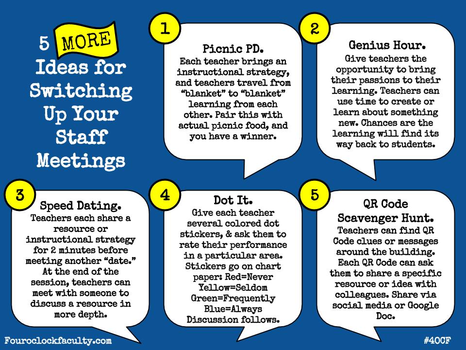 5 MORE Ideas To Switch Up Staff Meetings 4 O Clock Faculty