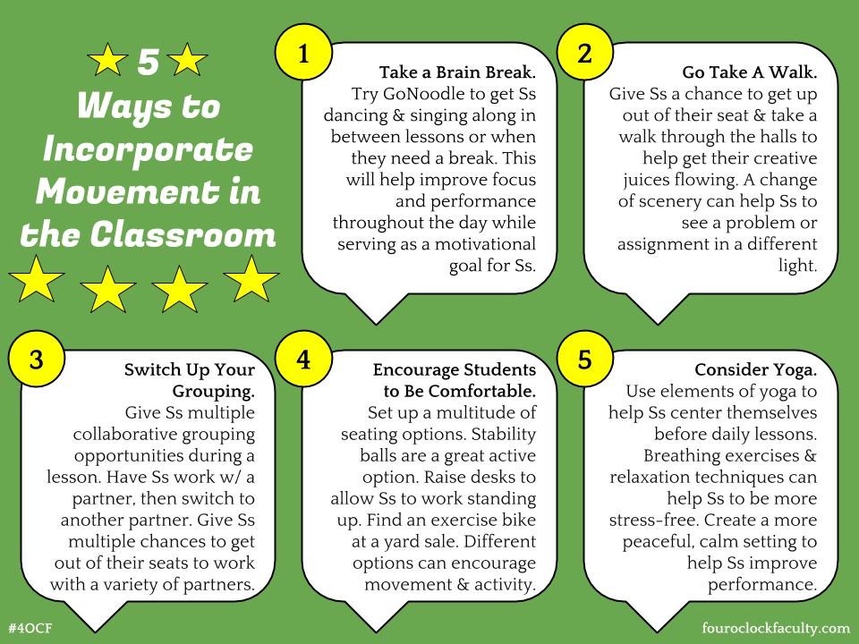 5 Ways to Incorporate Movement in the Classroom