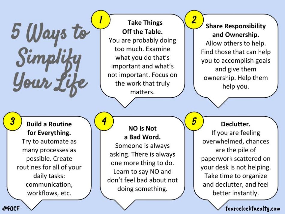 5 Ways To Simplify Your Life 4 Oclock Faculty 