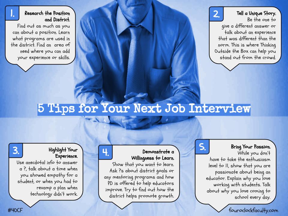 5 Tips For Your Next Job Interview 4 Oclock Faculty