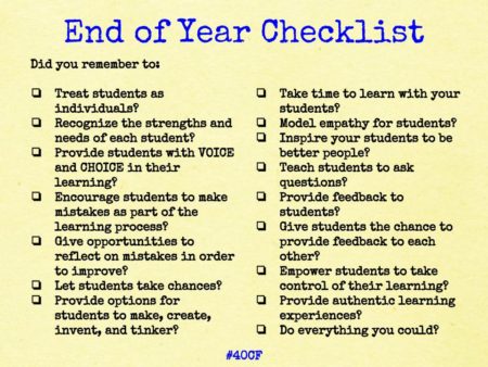 End of Year Checklist – 4 O'Clock Faculty
