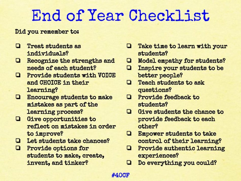 A Realistic End of The School Year Checklist