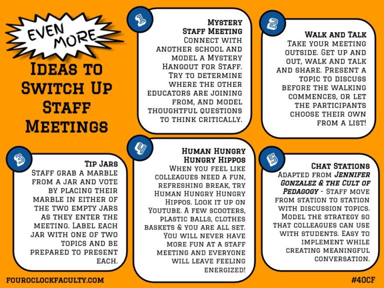 Even More Ideas To Switch Up Staff Meetings 4 O Clock Faculty